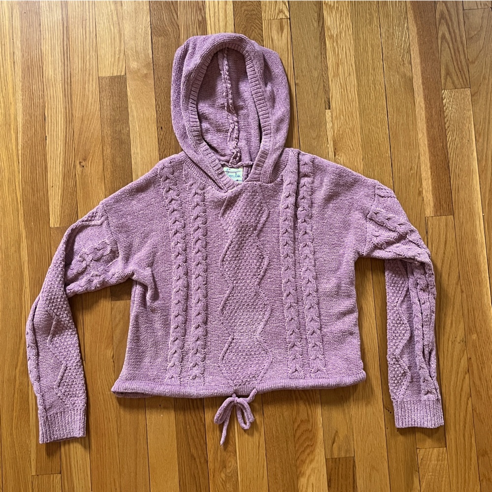 Hippie Rose NWT Mauve Cable Knit Hooded Sweater.  Juniors large.